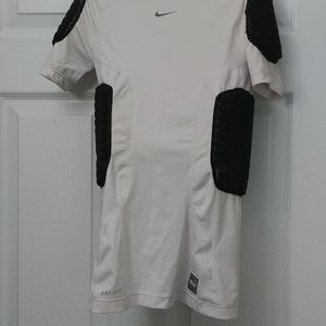 NIKE PRO Combat Padded Youth Boys Football Compression Shirt White Size Large.